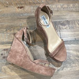 Steve Madden Succeed Ankle Strap Wedges (Blush)